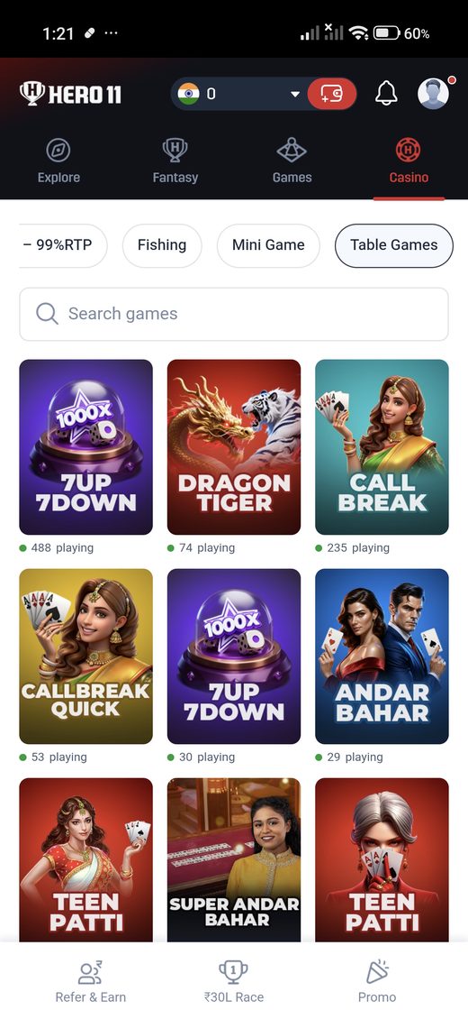 Hero11 table-games category.